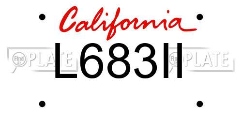 L683II California License Plate