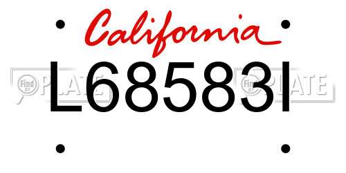 L68583I California License Plate