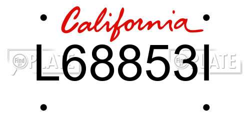 L68853I California License Plate