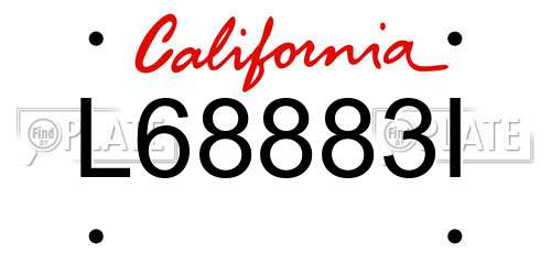 L68883I California License Plate