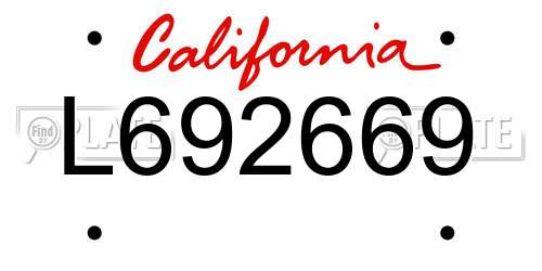 L692669 California License Plate