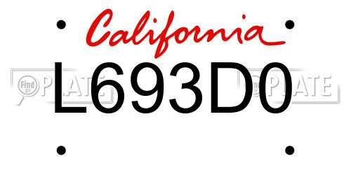 L693D0 California License Plate