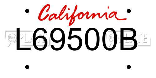 L69500B California License Plate