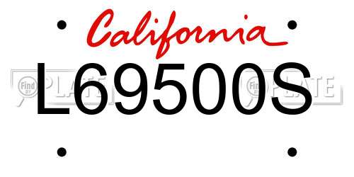 L69500S California License Plate