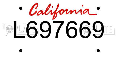 L697669 California License Plate