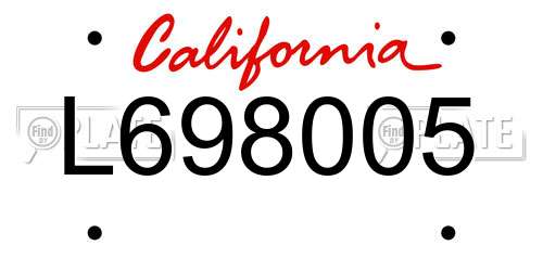 L698005 California License Plate