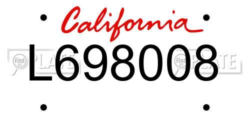 L698008 California License Plate