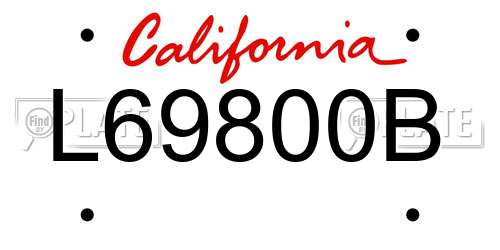 L69800B California License Plate