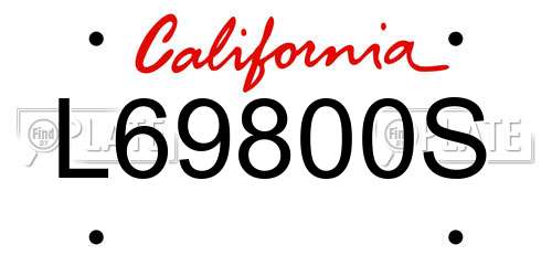 L69800S California License Plate