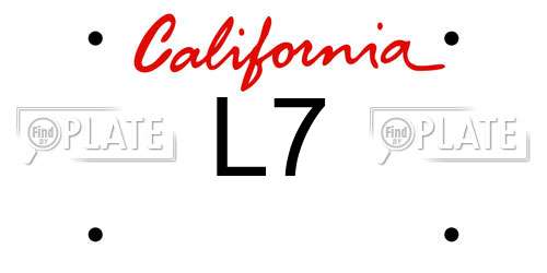 L7 California License Plate
