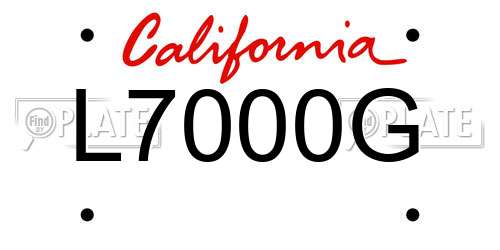 L7000G California License Plate