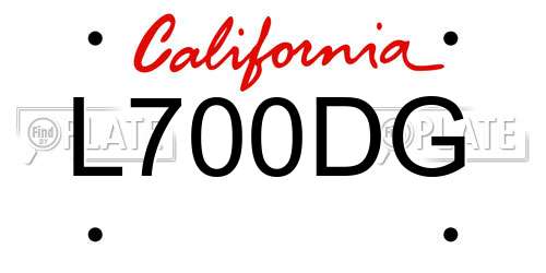 L700DG California License Plate