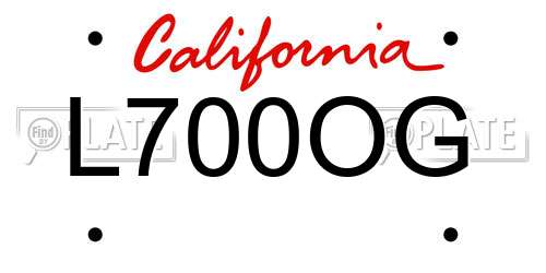 L700OG California License Plate