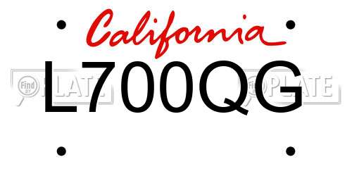 L700QG California License Plate