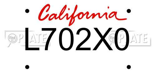 L702X0 California License Plate