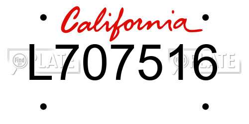 L707516 California License Plate