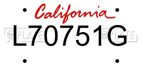 L70751G California License Plate