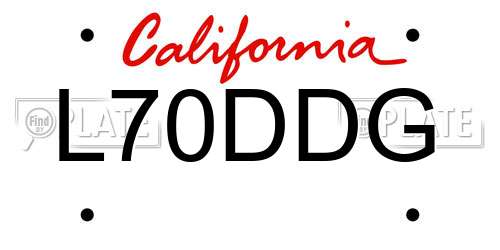 L70DDG California License Plate
