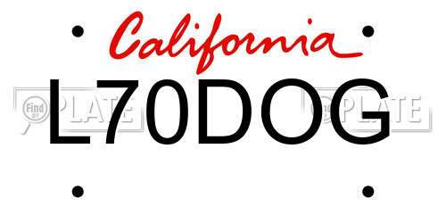 L70DOG California License Plate