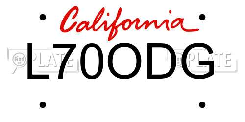 L70ODG California License Plate
