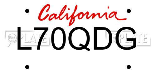 L70QDG California License Plate