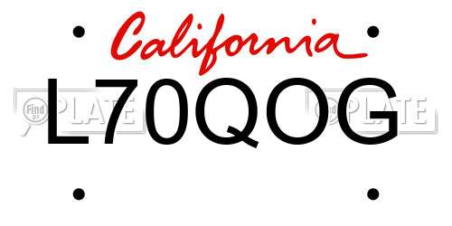 L70QOG California License Plate