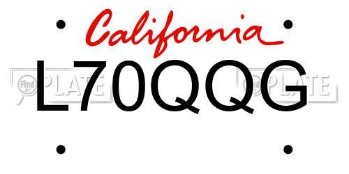 L70QQG California License Plate