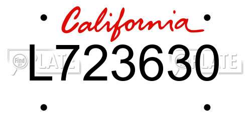 L723630 California License Plate