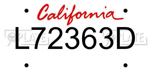 L72363D California License Plate