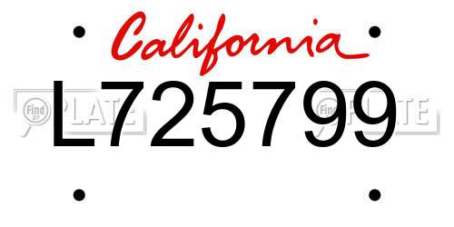 L725799 California License Plate