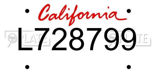 L728799 California License Plate