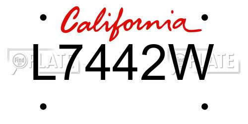 L7442W California License Plate