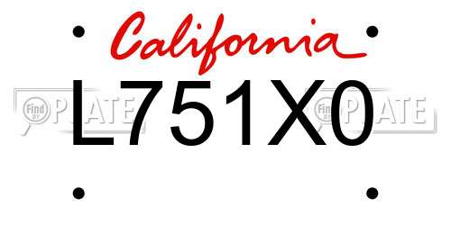 L751X0 California License Plate