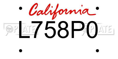 L758P0 California License Plate
