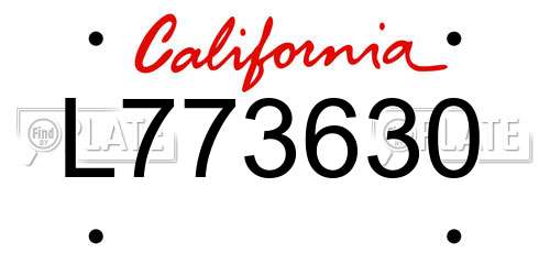 L773630 California License Plate