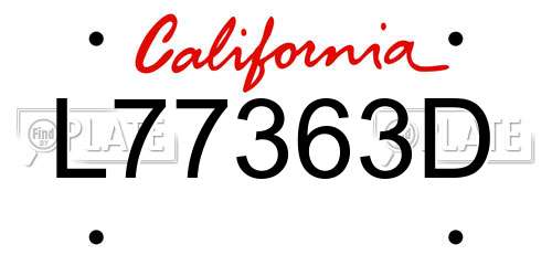 L77363D California License Plate