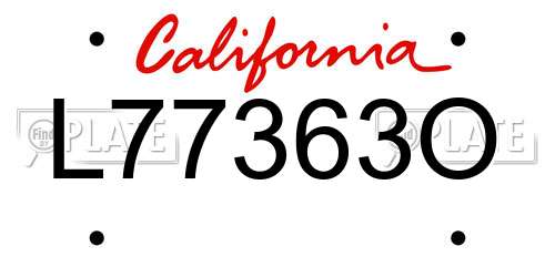 L77363O California License Plate