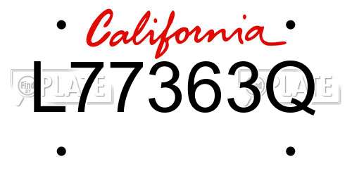 L77363Q California License Plate
