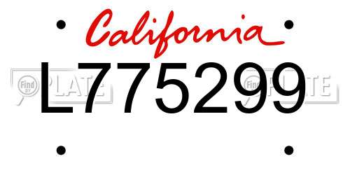 L775299 California License Plate