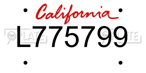 L775799 California License Plate