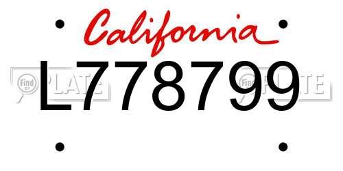L778799 California License Plate