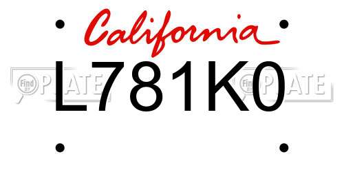 L781K0 California License Plate