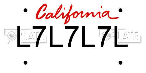 L7L7L7L California License Plate