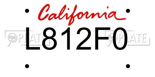 L812F0 California License Plate