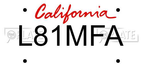 L81MFA California License Plate
