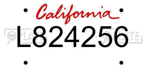 L824256 California License Plate