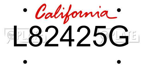 L82425G California License Plate