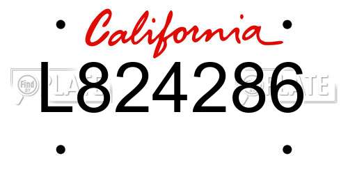 L824286 California License Plate