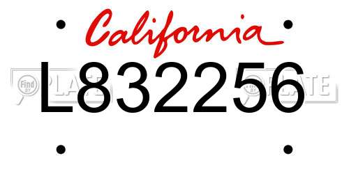 L832256 California License Plate