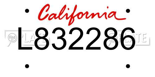 L832286 California License Plate